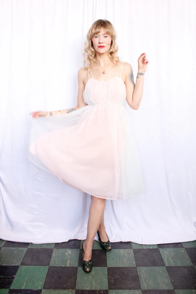 1960s Rainbow Cotton Candy Babydoll Sleep Dress - Medium