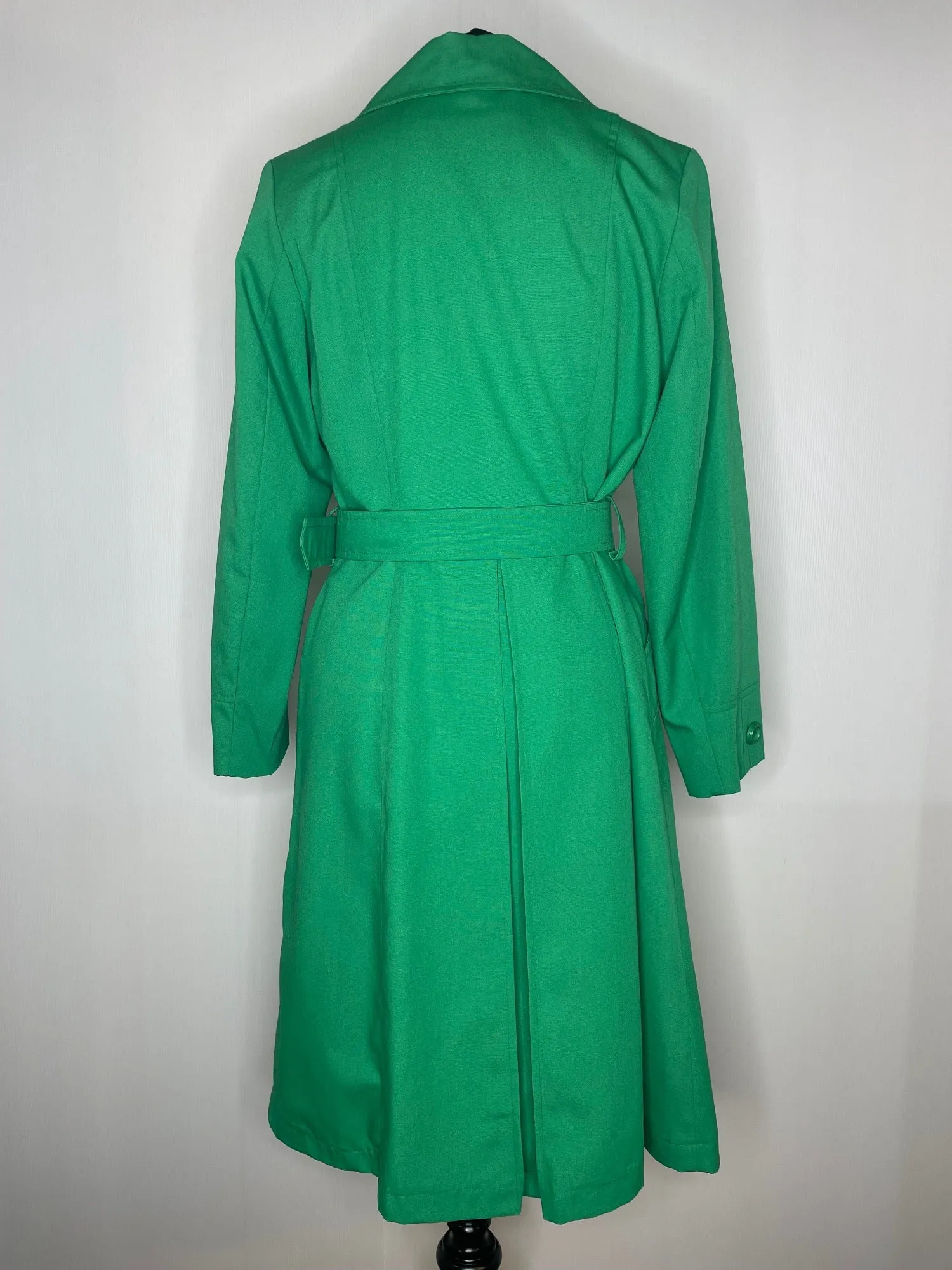 1970s Kelly Green Double Breasted Trench Coat/Mac - UK 10