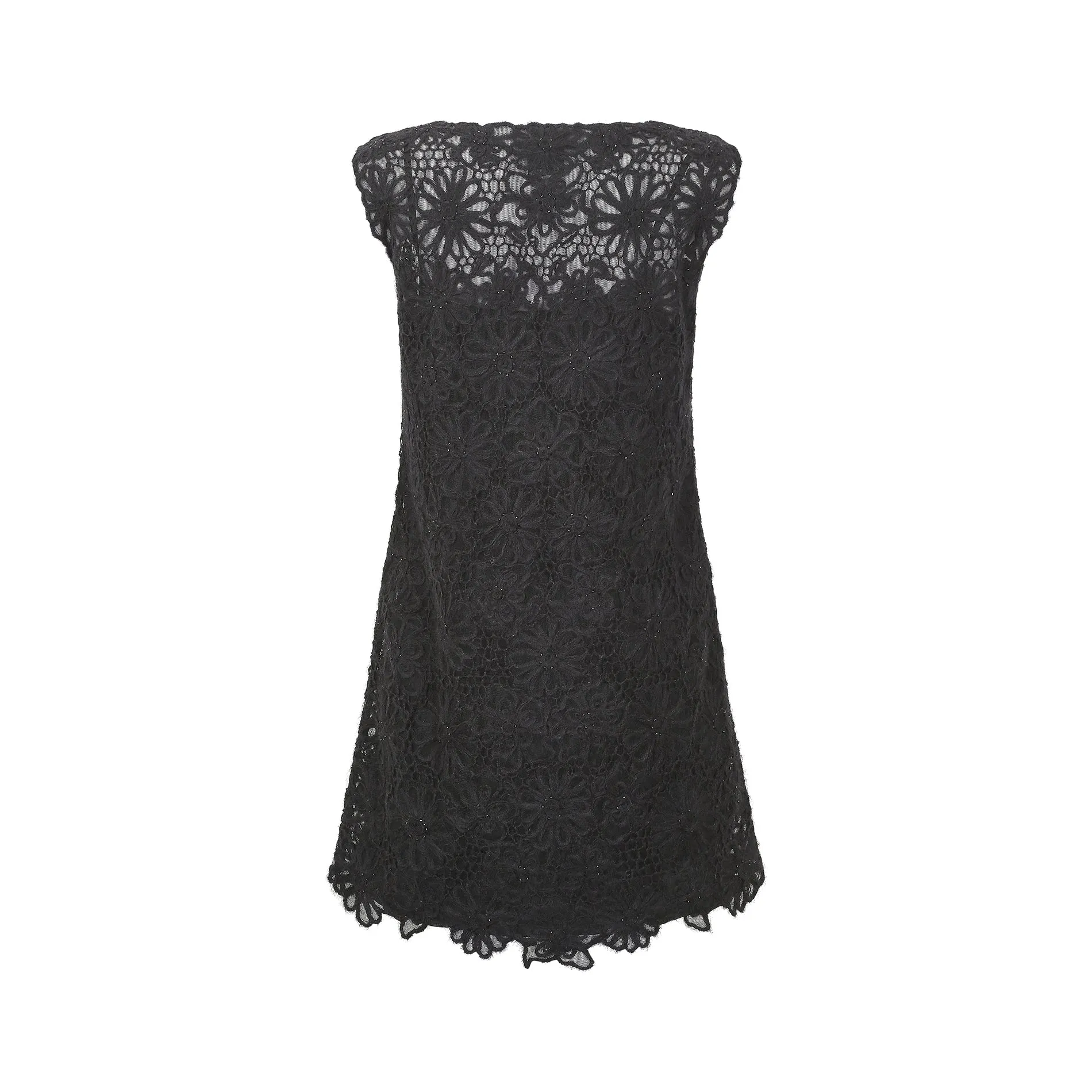 1990s Moschino Cheap & Chic Black Beaded Textured Slip Dress