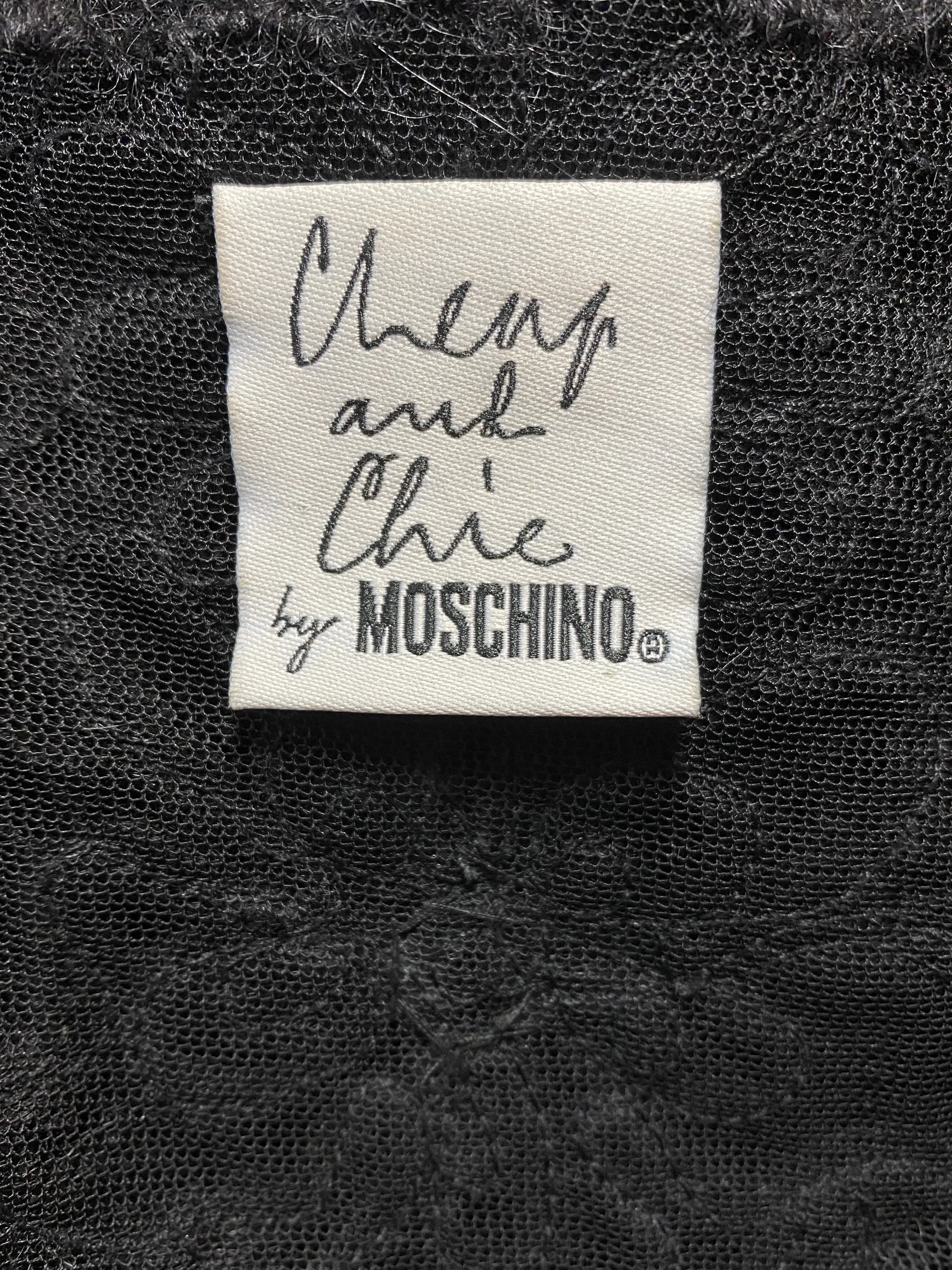 1990s Moschino Cheap & Chic Black Beaded Textured Slip Dress