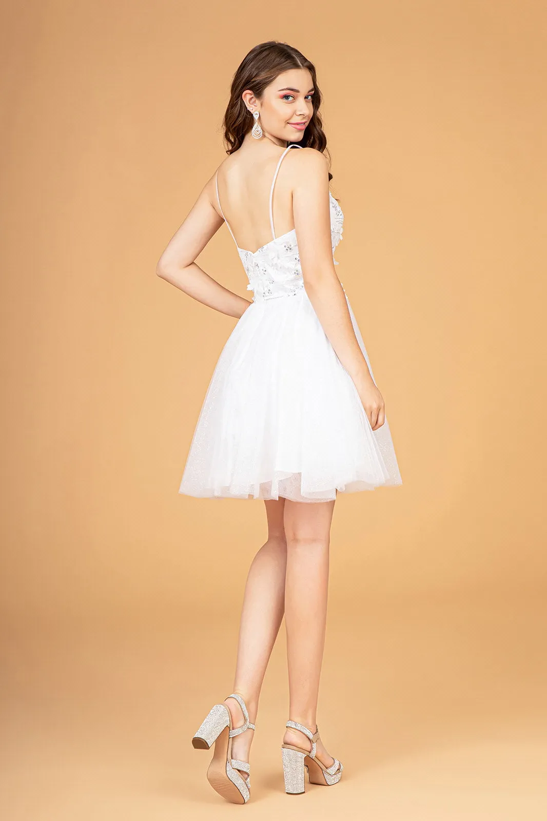 3D Flower Short Cape Dress