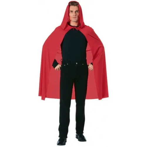 45" Red Hooded CAPE Red