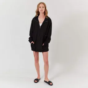 Abby Windbreaker Hoodie Dress - Black
