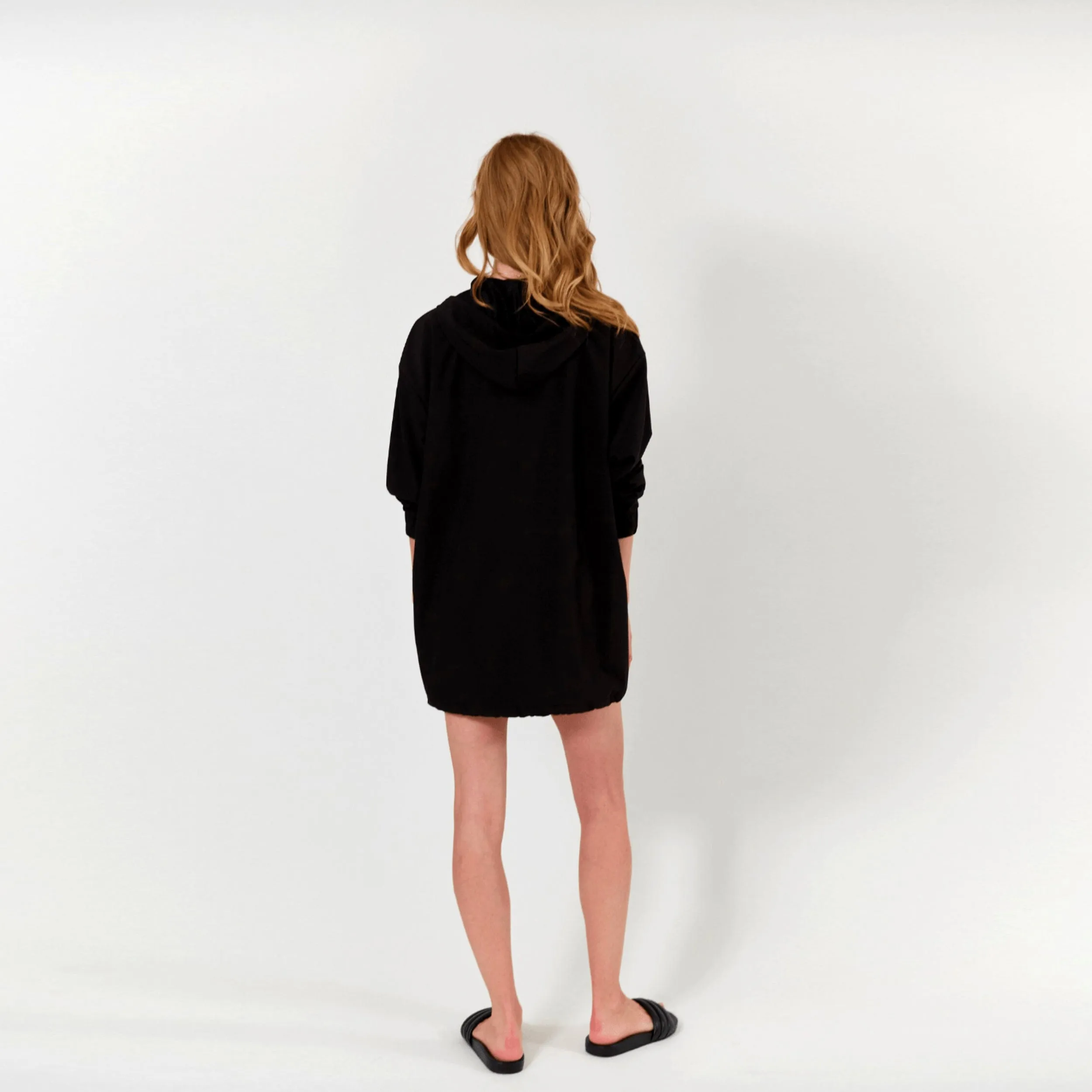 Abby Windbreaker Hoodie Dress - Black