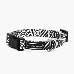 Adjustable Black & White Geometric Dog Collar - Water-Resistant & Durable