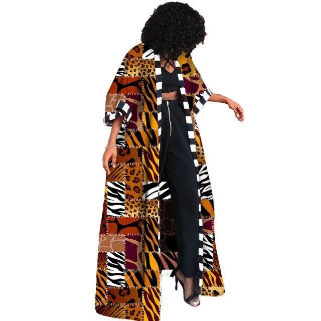 African Ethnic Vintage Floral Print Trench Coat