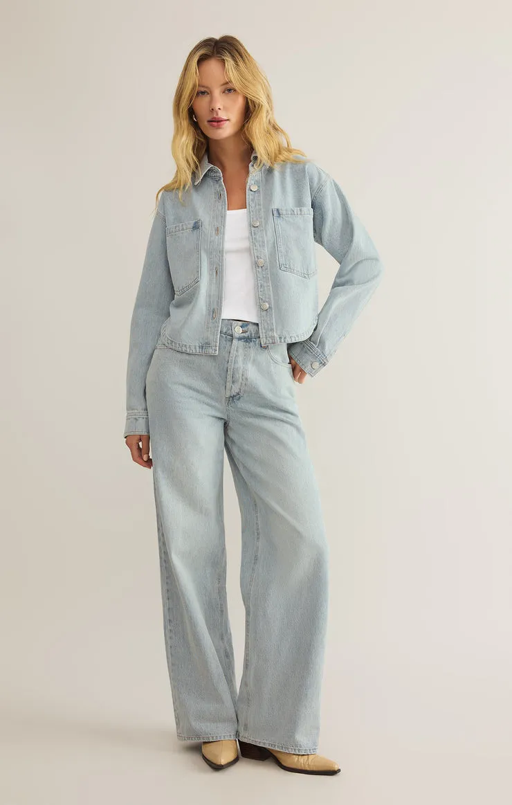 All Day Cropped Denim Jacket Faded Indigo