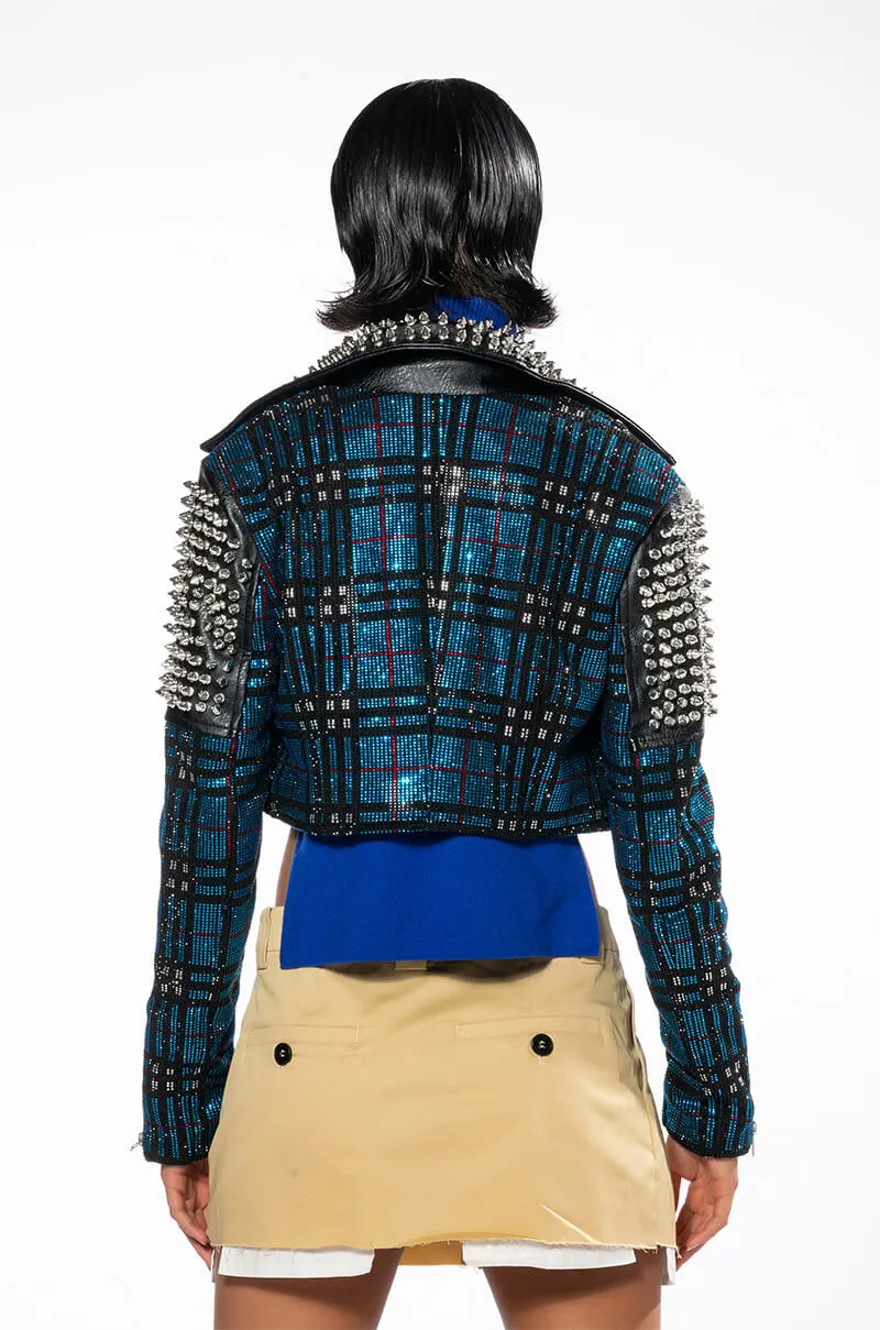 ALL MY LOVING PLAID RHINESTONE MOTO