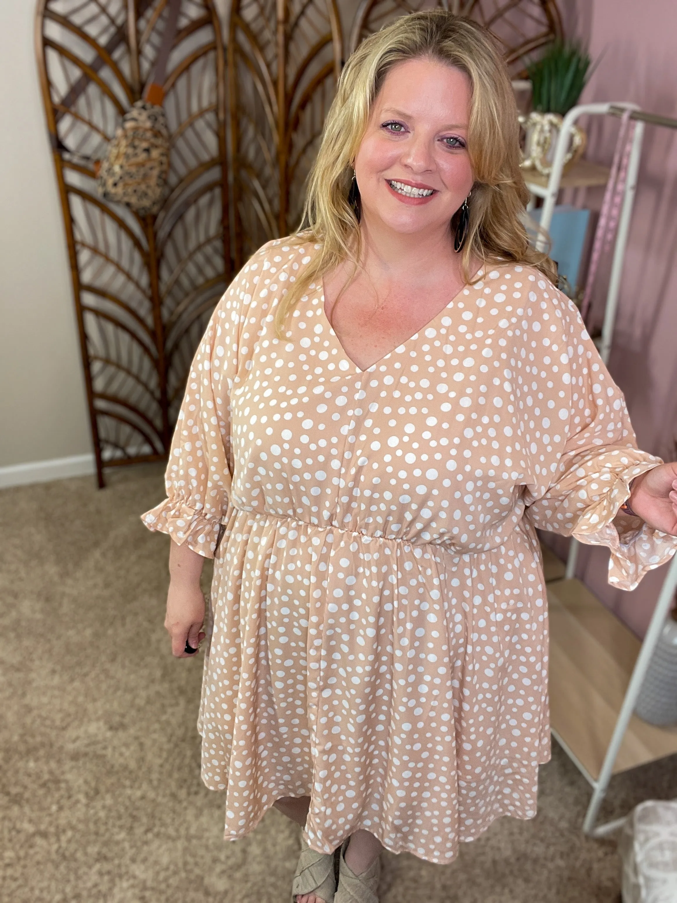 All Things Considering Babydoll Dress - Taupe