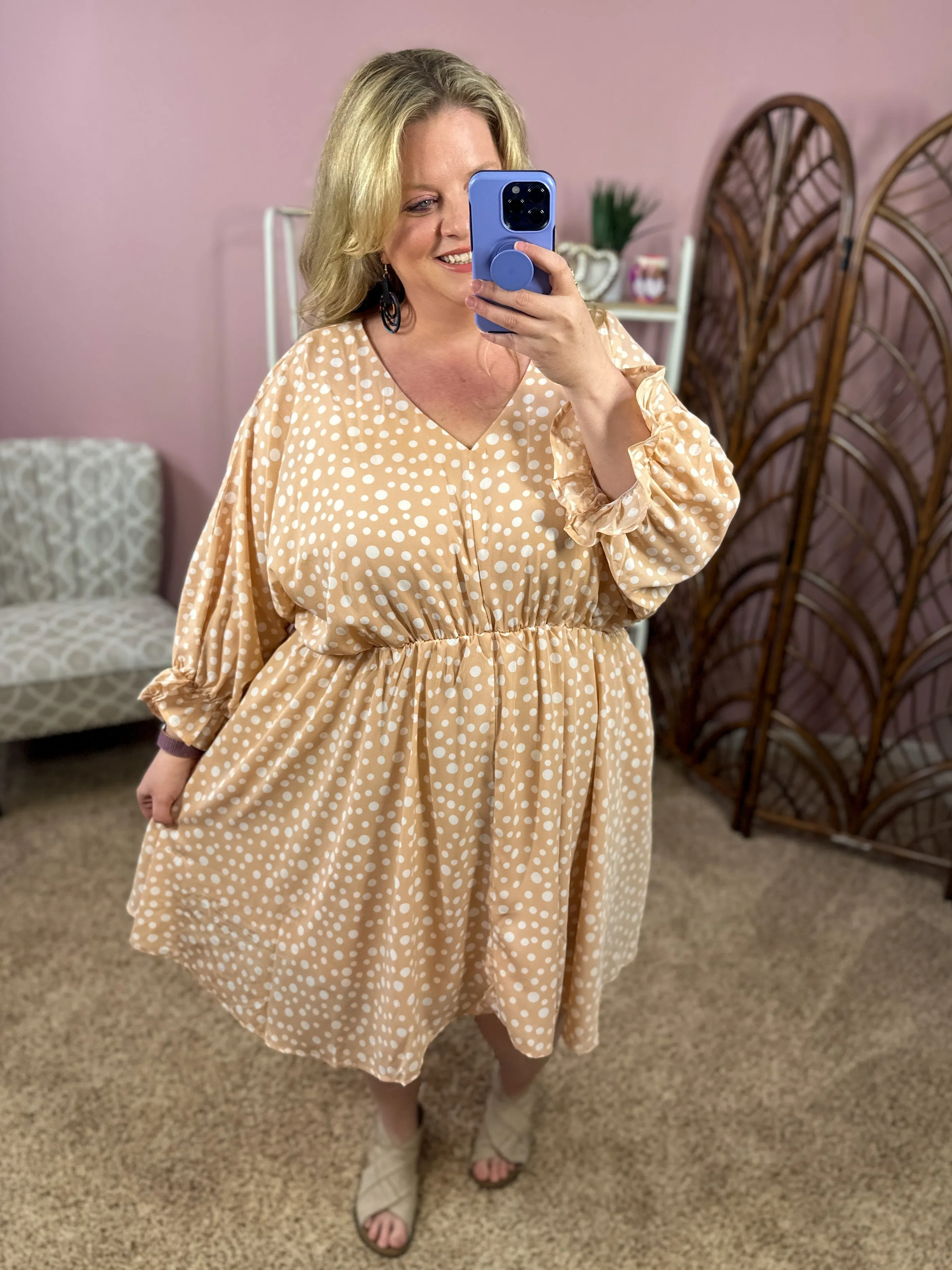 All Things Considering Babydoll Dress - Taupe