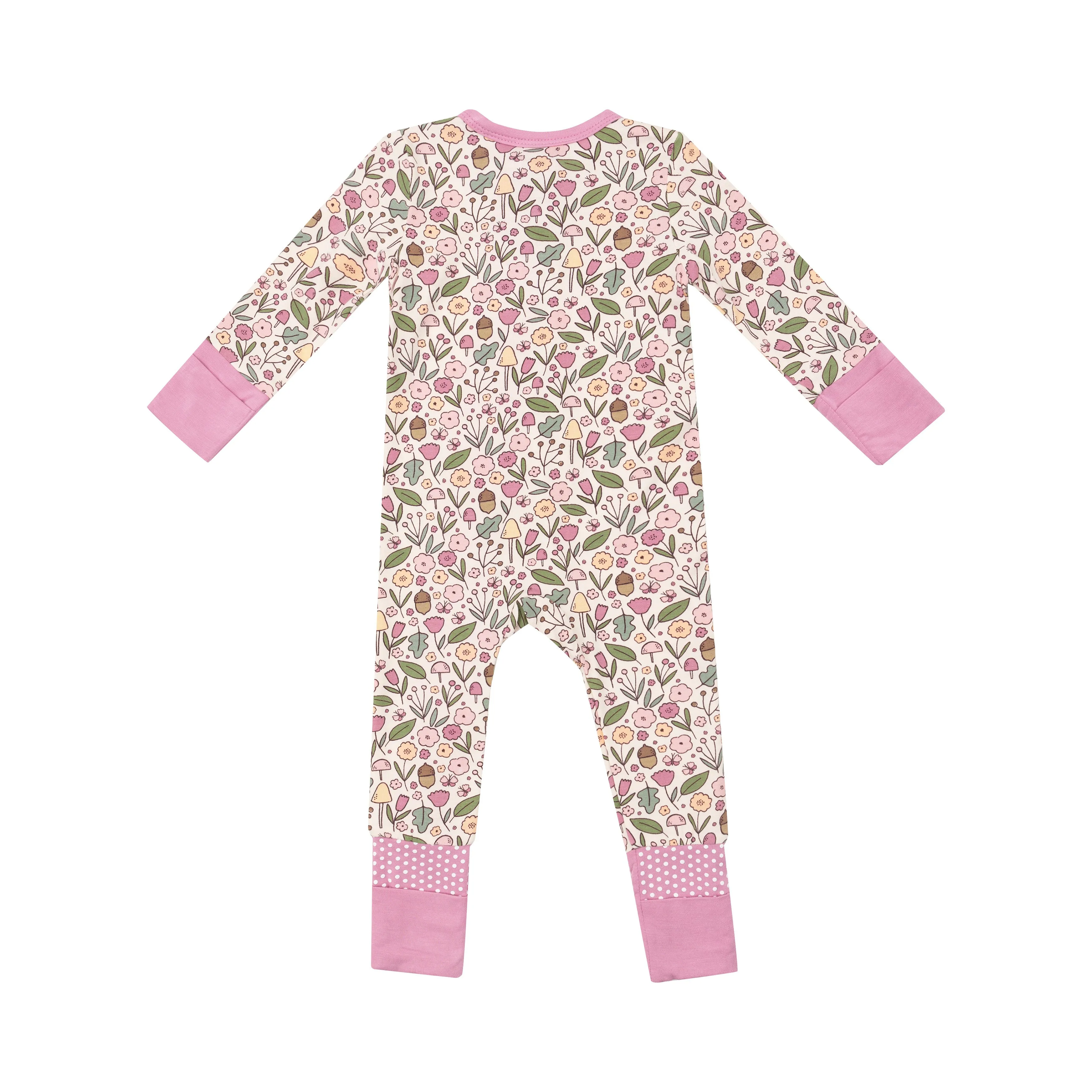 Angel Dear - Acorn Floral Zip Romper