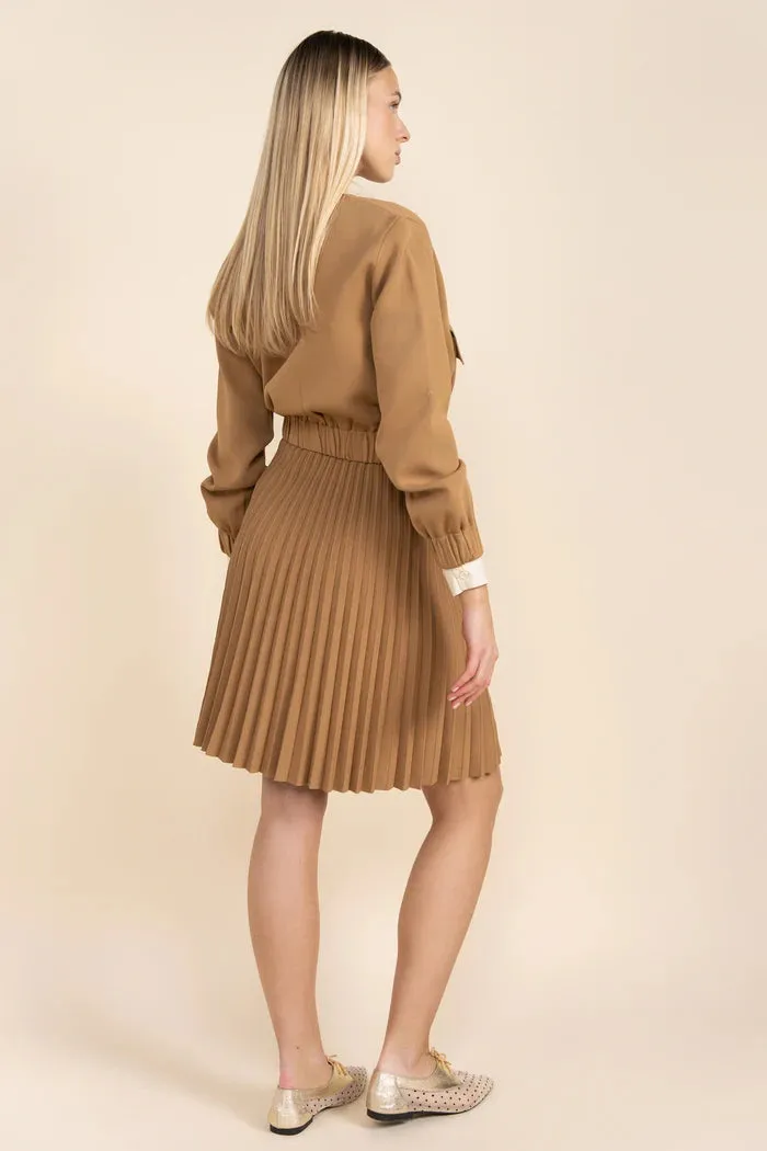 APP-S25-818 TAN KNIT BOMBER CARDIGAN