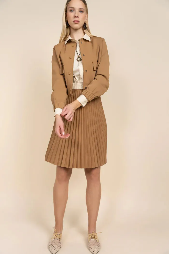 APP-S25-818 TAN KNIT BOMBER CARDIGAN