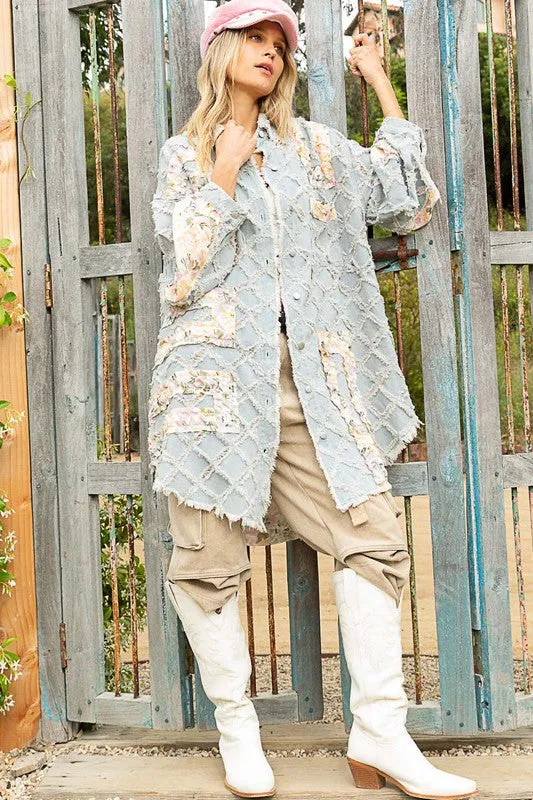 Ashbury Long Denim & Floral  Patchwork Jacket