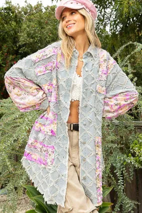 Ashbury Long Denim & Floral  Patchwork Jacket