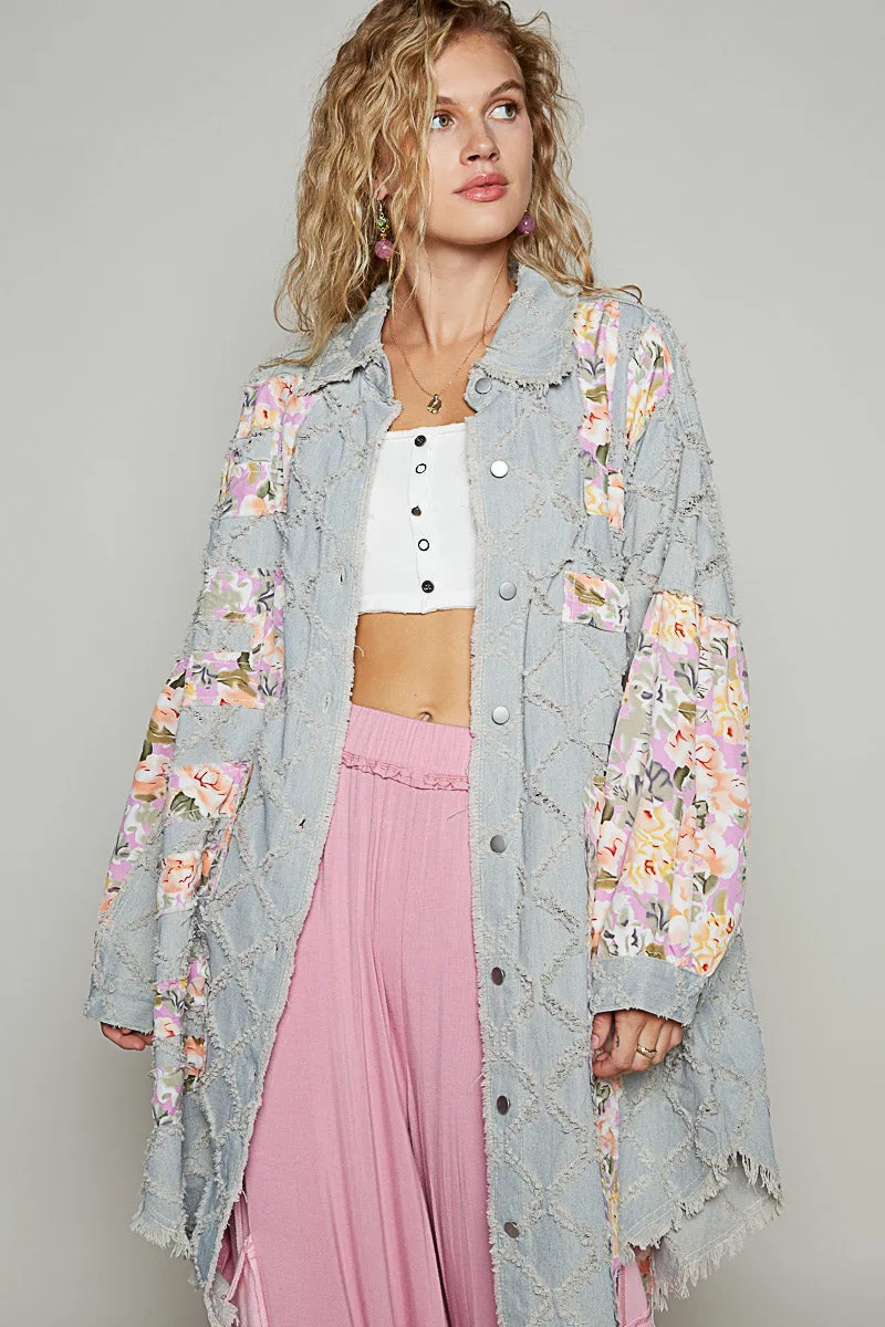 Ashbury Long Denim & Floral  Patchwork Jacket