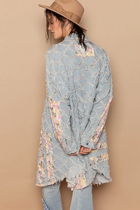 Ashbury Long Denim & Floral  Patchwork Jacket
