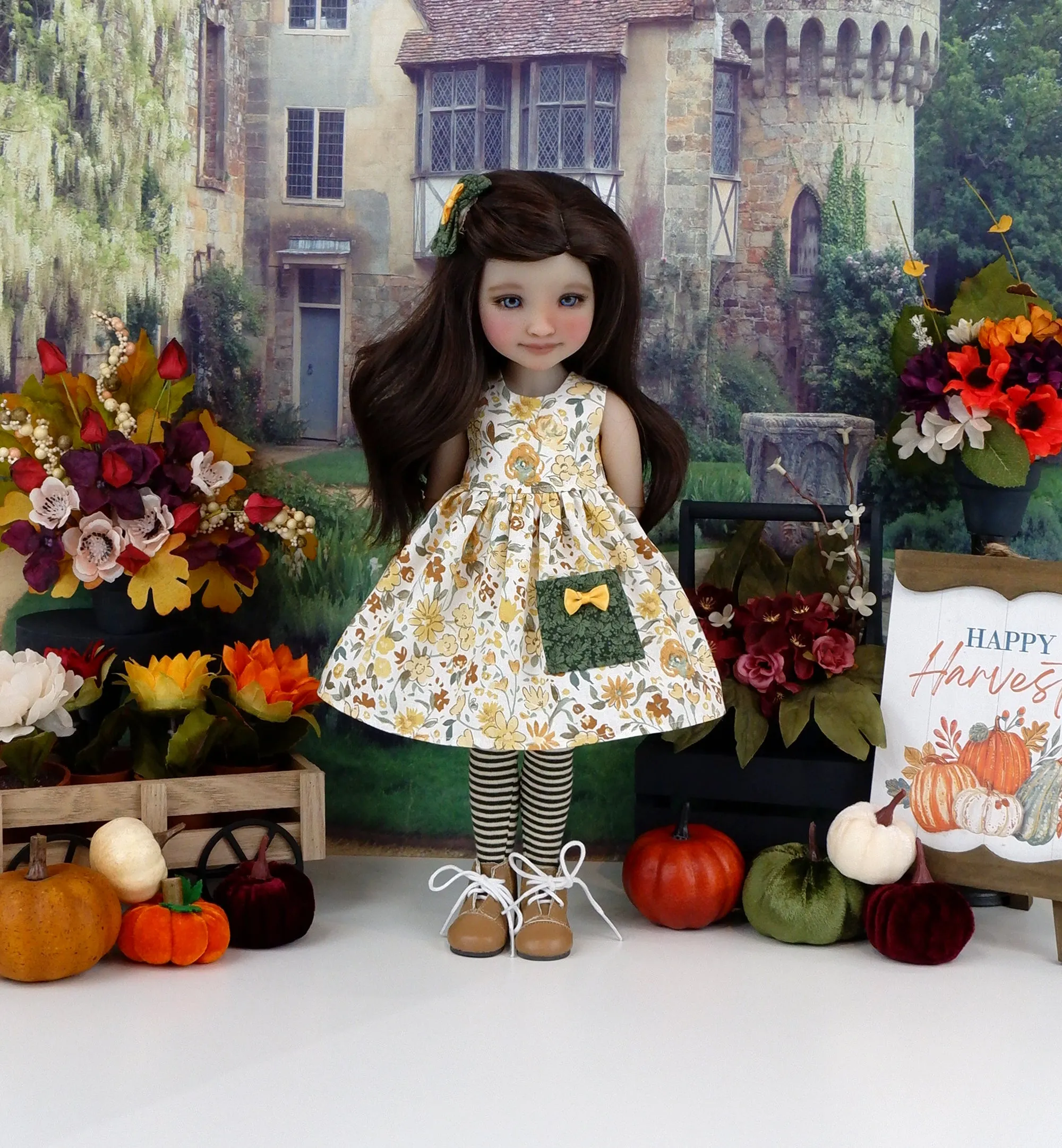Autumn Strawflower - dress with sweater & boots for Ruby Red Fashion Friends doll