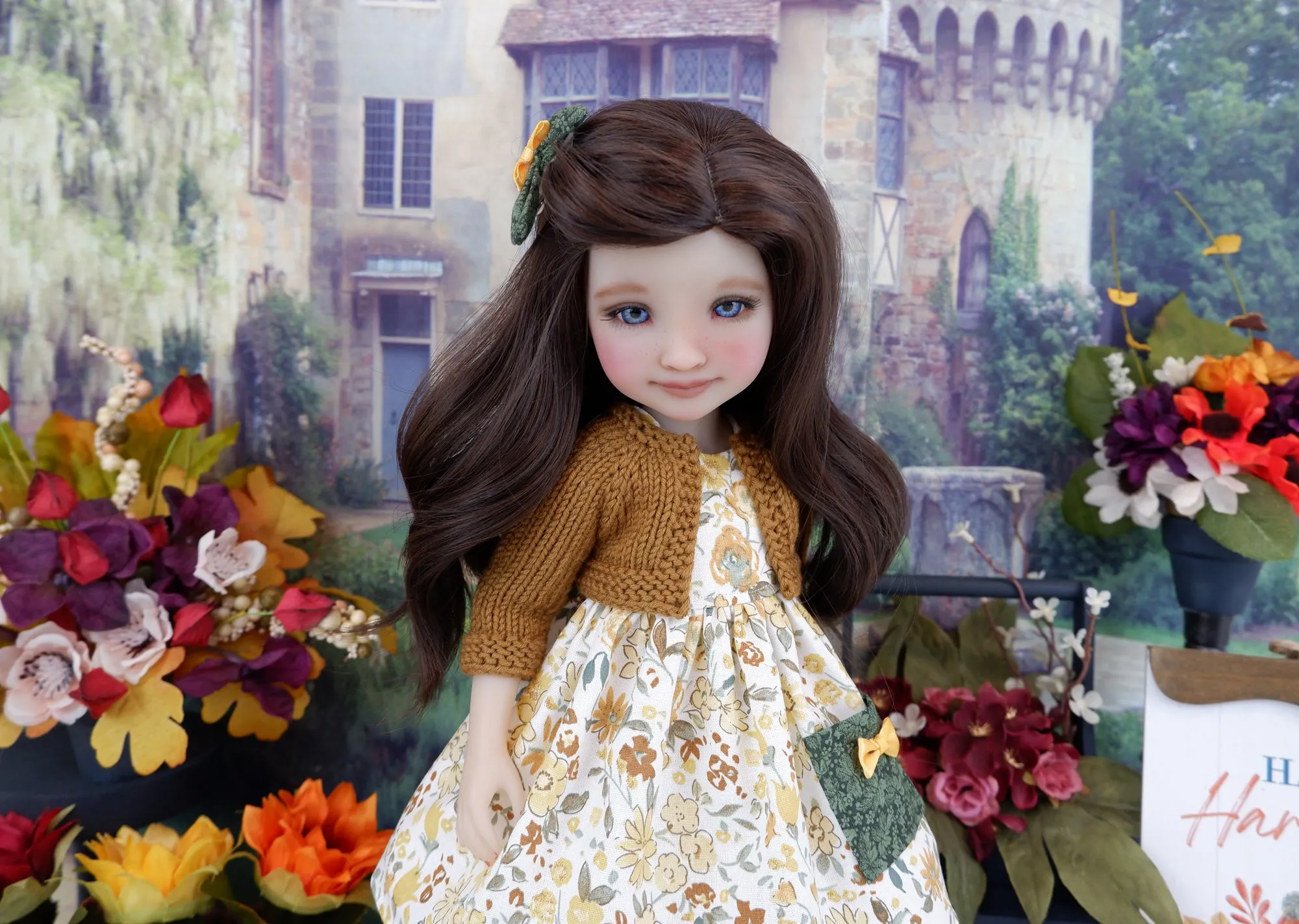 Autumn Strawflower - dress with sweater & boots for Ruby Red Fashion Friends doll