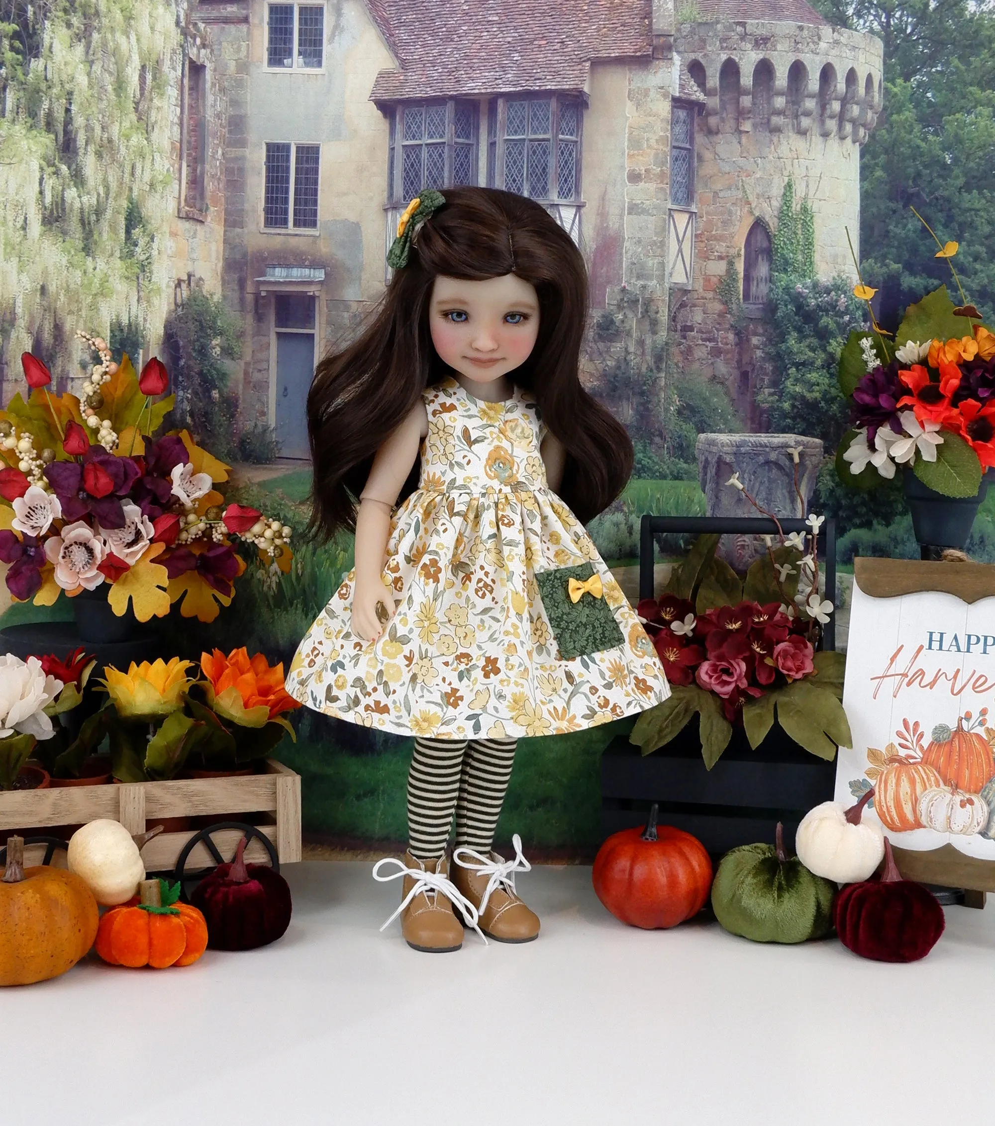 Autumn Strawflower - dress with sweater & boots for Ruby Red Fashion Friends doll