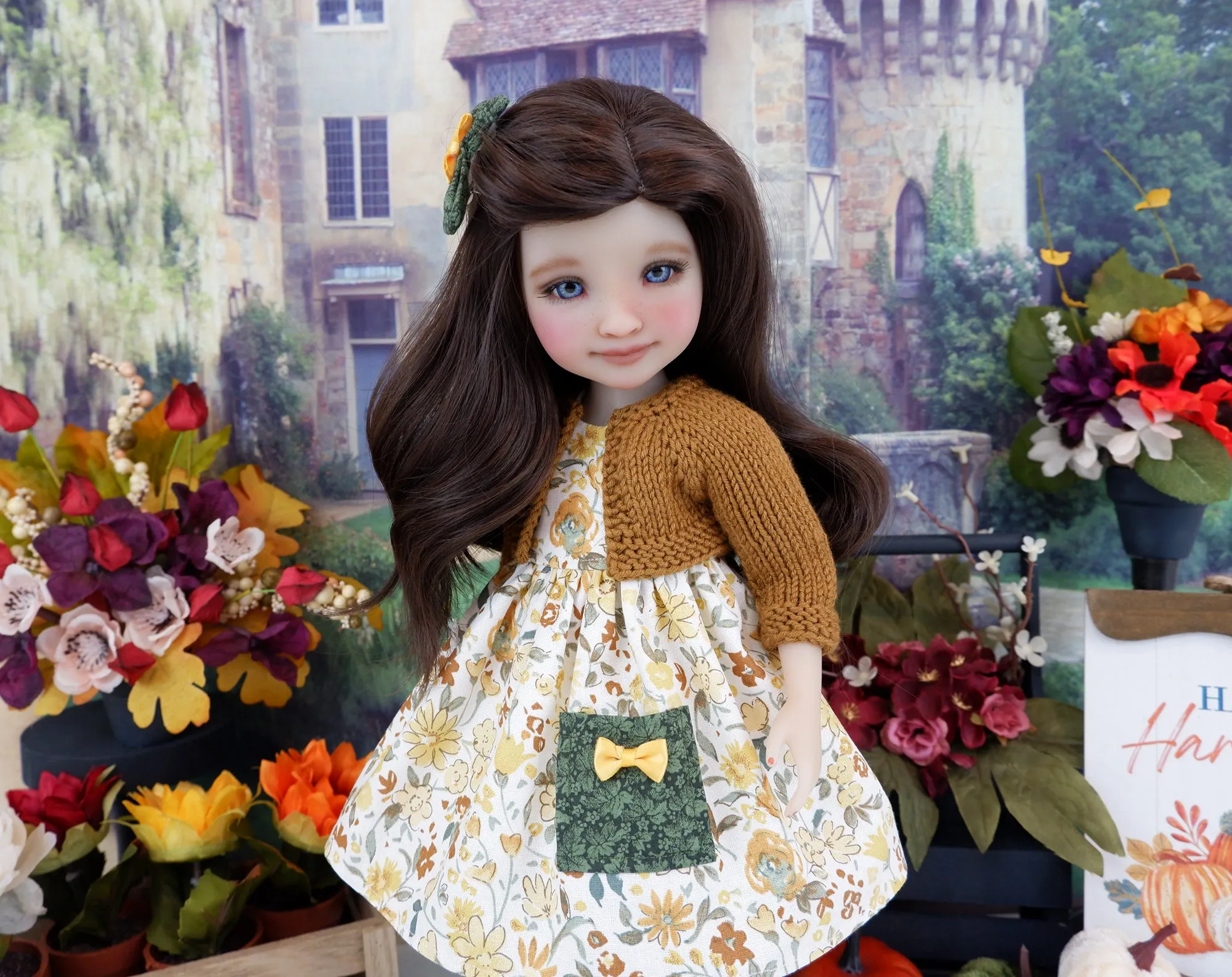 Autumn Strawflower - dress with sweater & boots for Ruby Red Fashion Friends doll