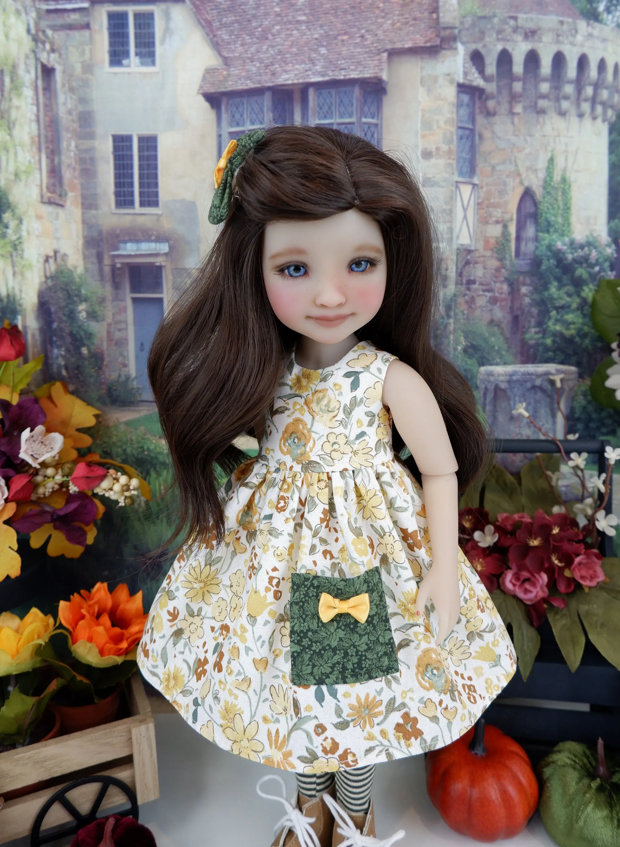Autumn Strawflower - dress with sweater & boots for Ruby Red Fashion Friends doll