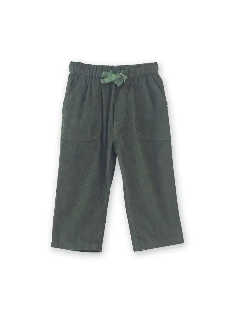 Beet World – Corduroy Pull-On Pants in Pine Green