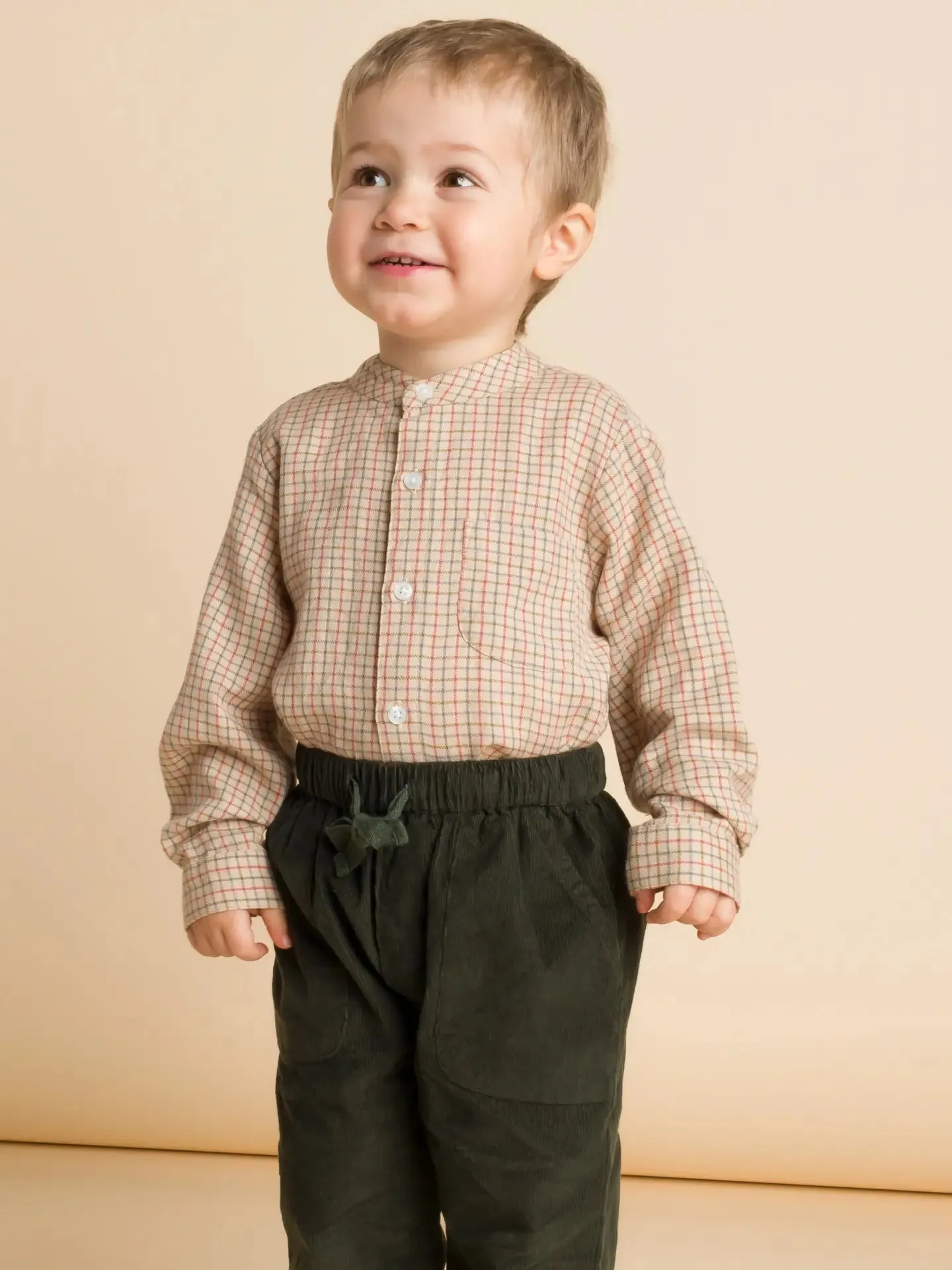 Beet World – Corduroy Pull-On Pants in Pine Green