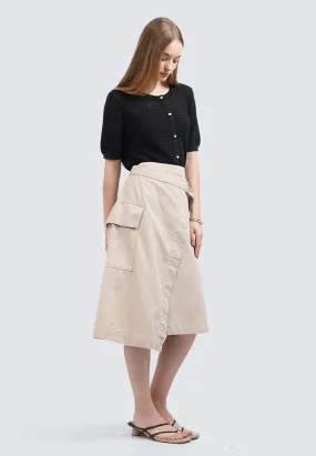 Belted Midi Skirt with Side Pocket