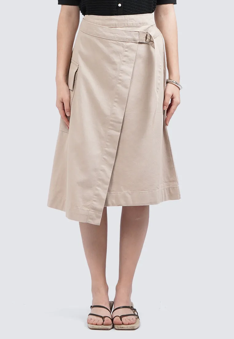 Belted Midi Skirt with Side Pocket