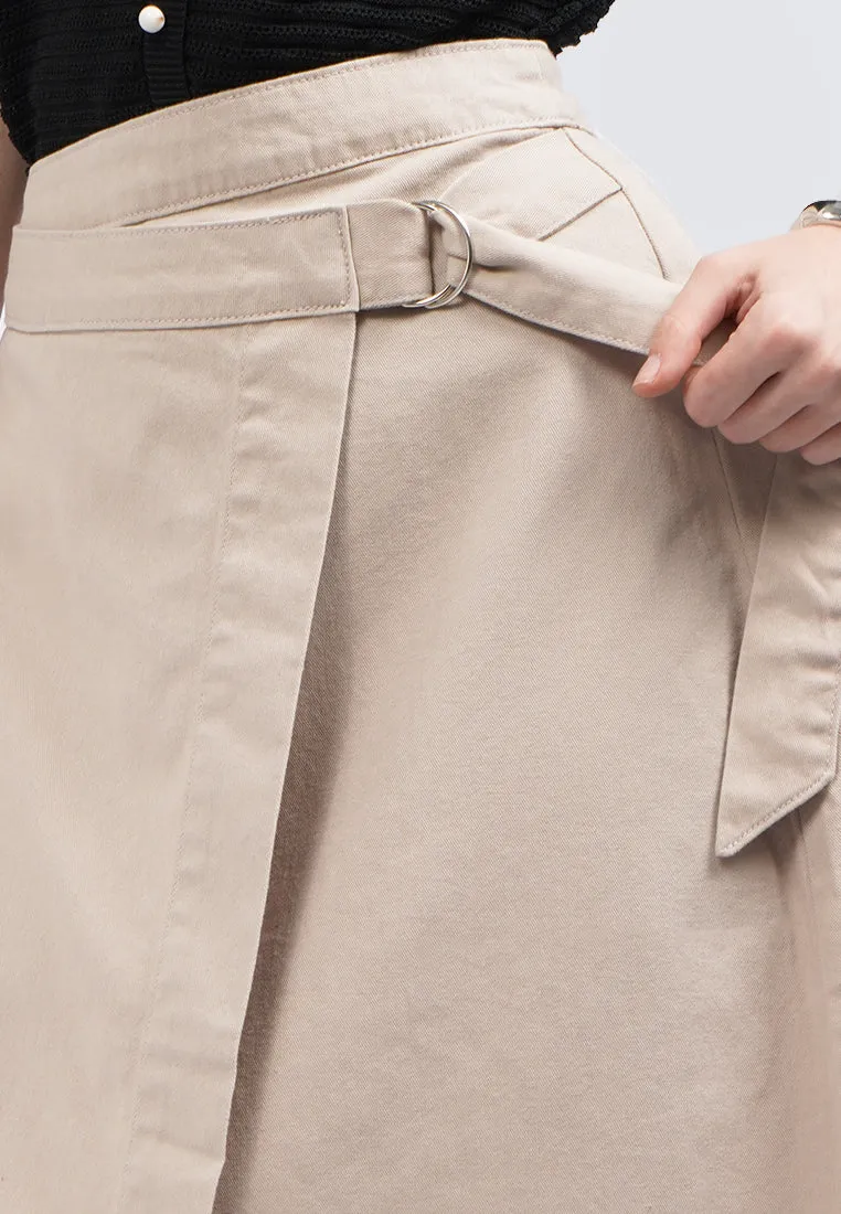 Belted Midi Skirt with Side Pocket