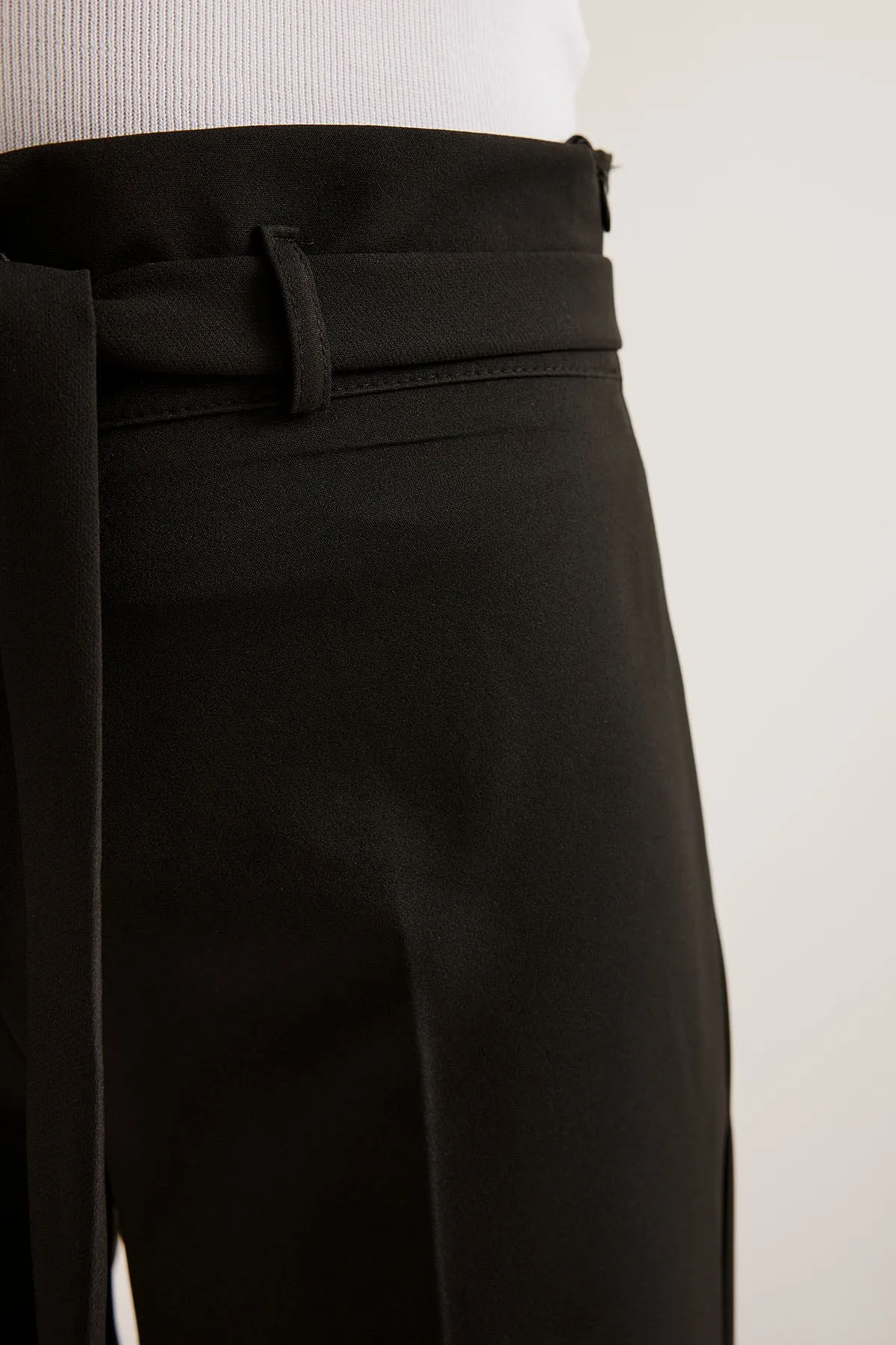 BGD Women Women's Black Belted Wide Leg Palazzo Pants 6651 - Avondale