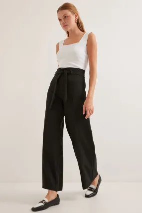 BGD Women Women's Black Belted Wide Leg Palazzo Pants 6651 - Avondale