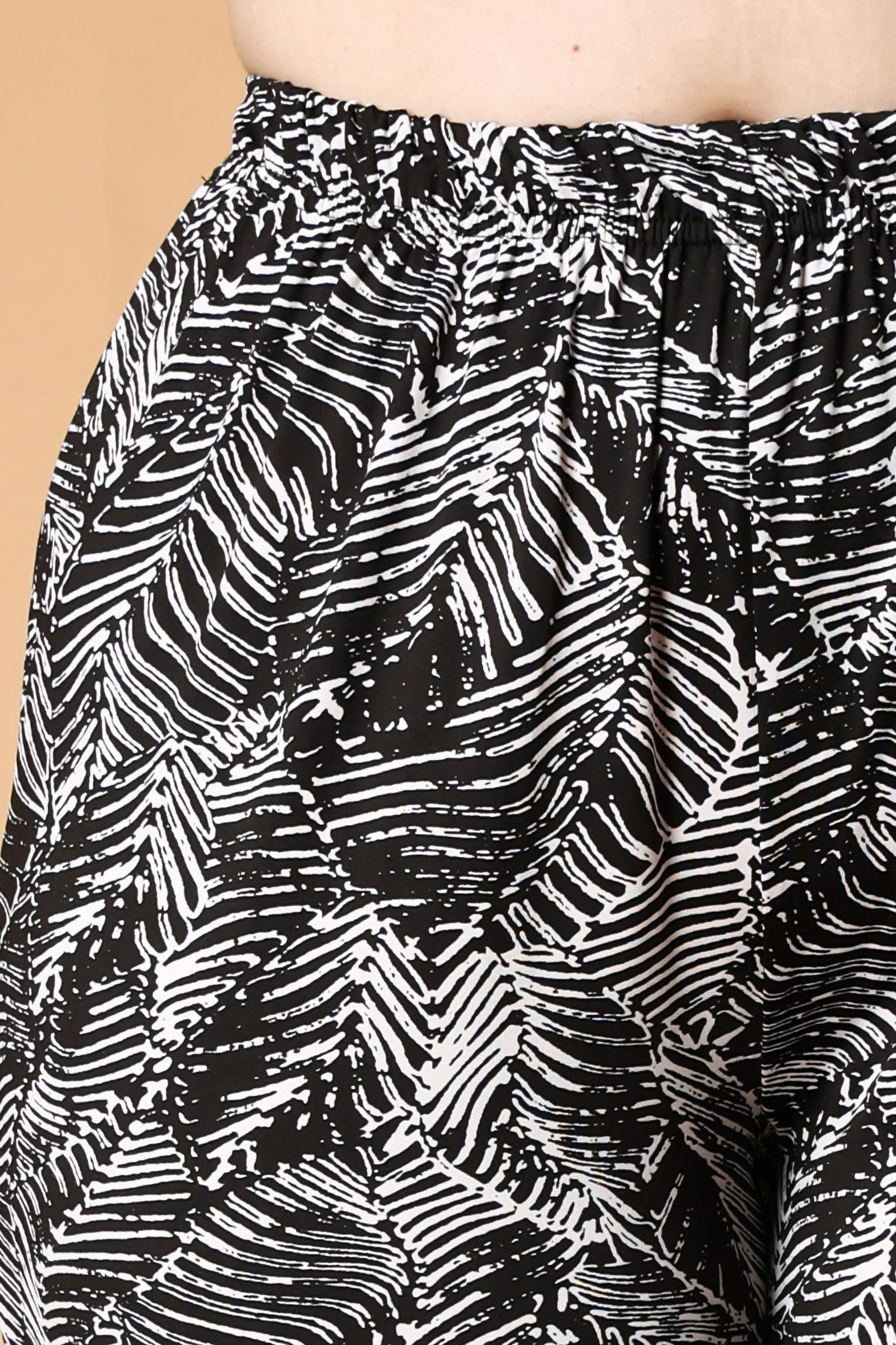 Black & White Leaves Printed Pants