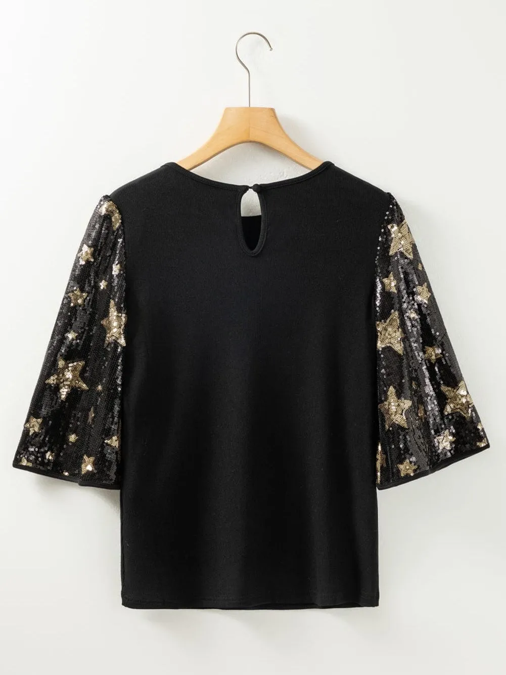 Black and Gold Star Sequin Top
