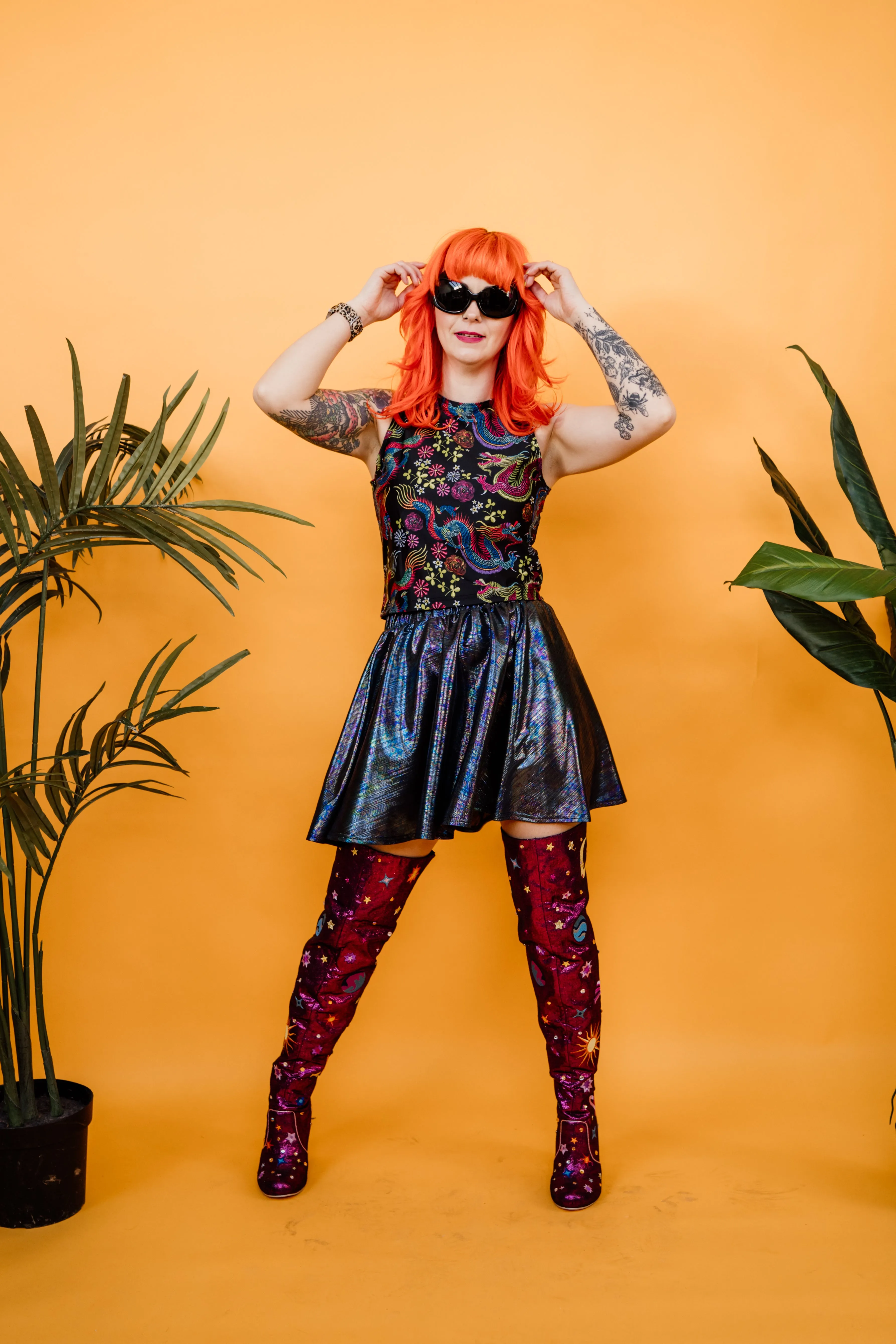 Black Oil Slick Holo Disco Skirt