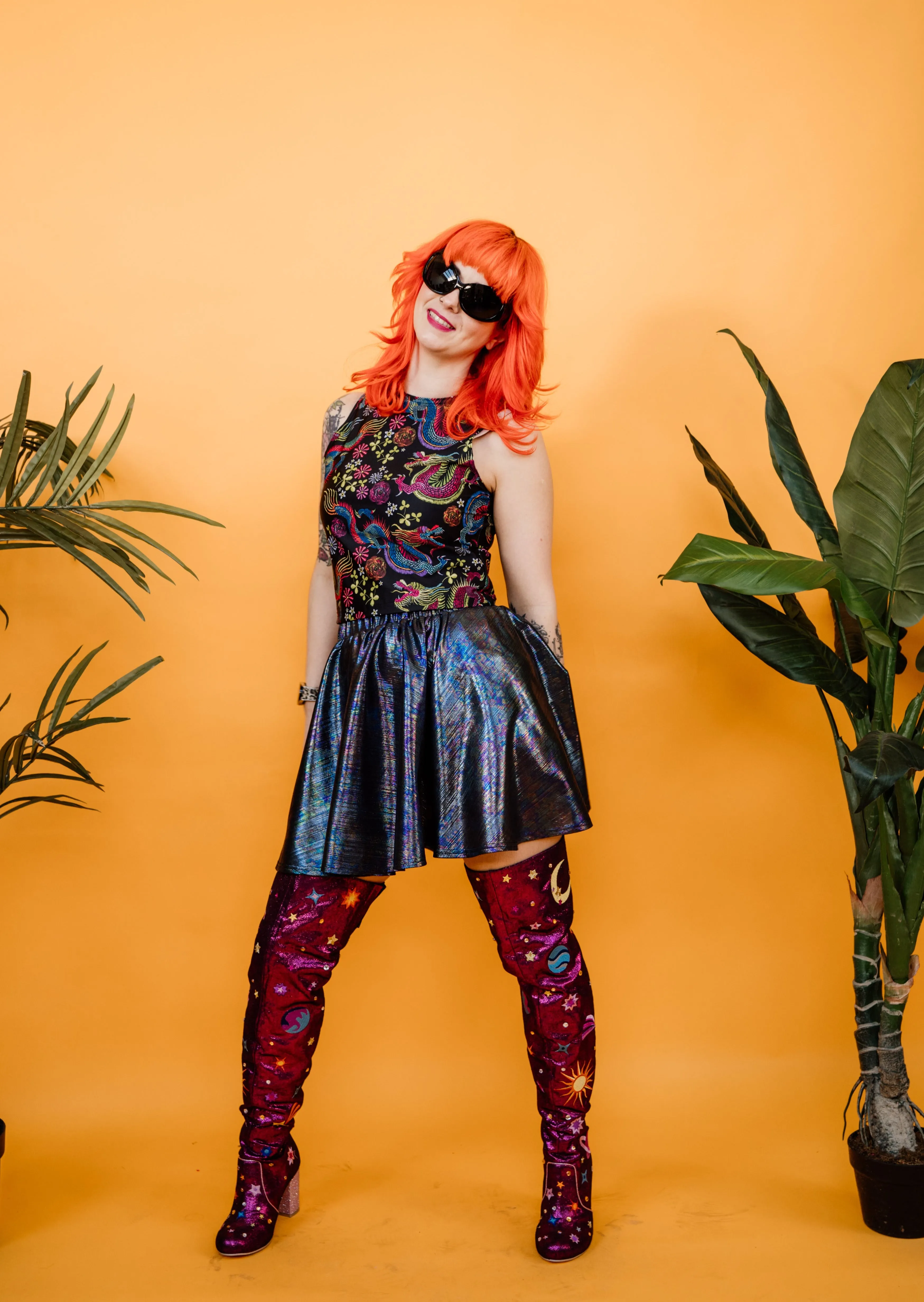Black Oil Slick Holo Disco Skirt