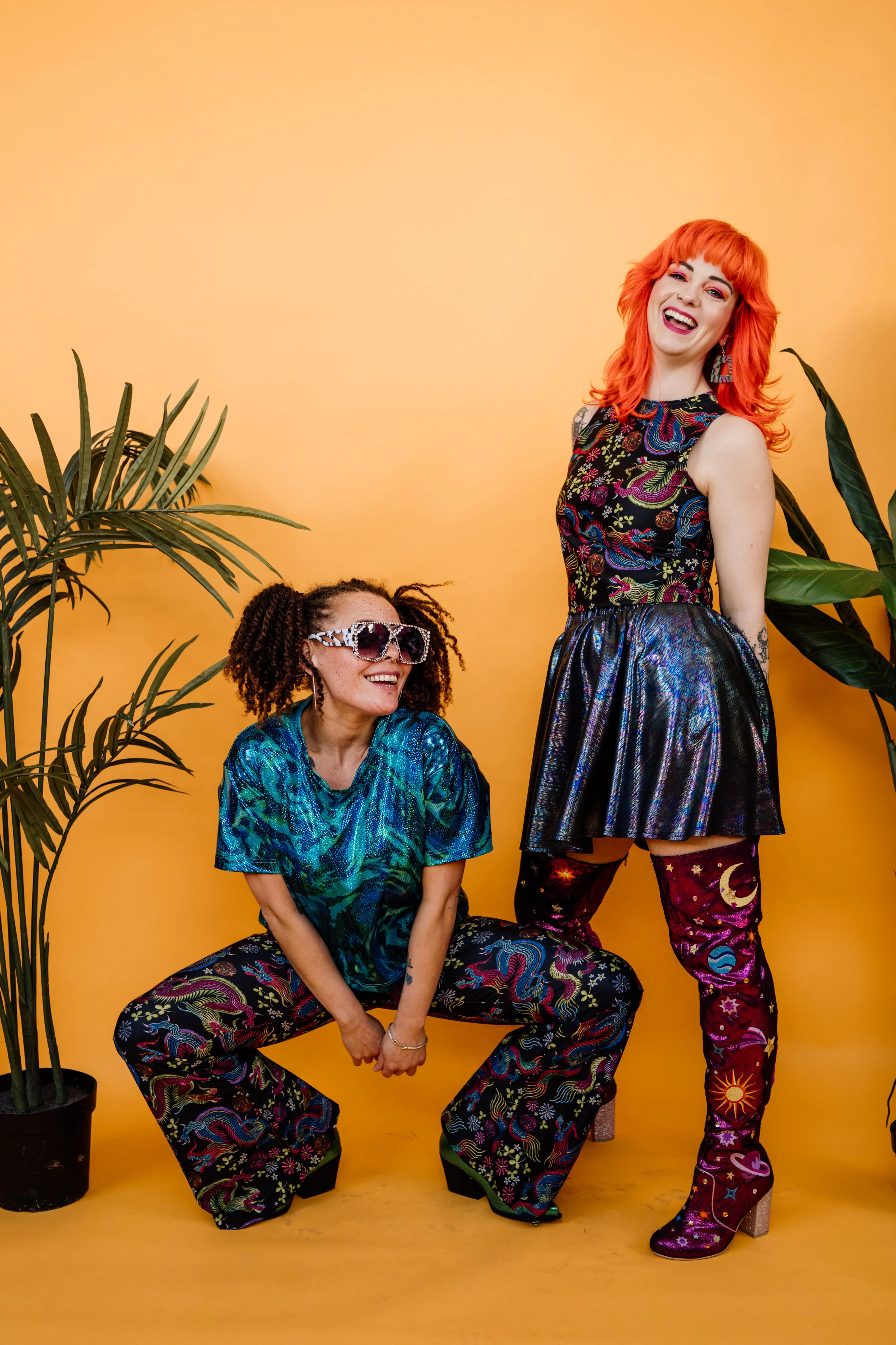 Black Oil Slick Holo Disco Skirt