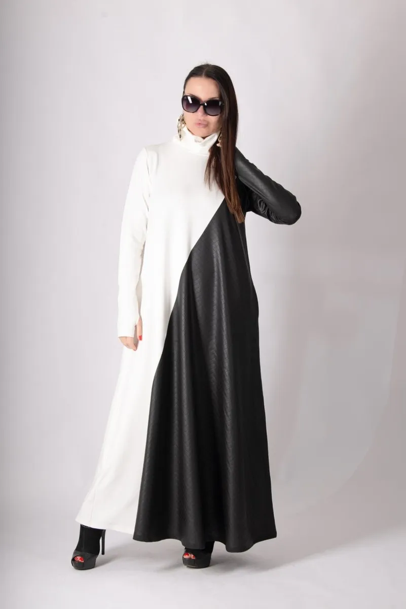 Black White Turtleneck Dress VIVIAN