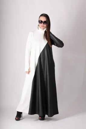 Black White Turtleneck Dress VIVIAN