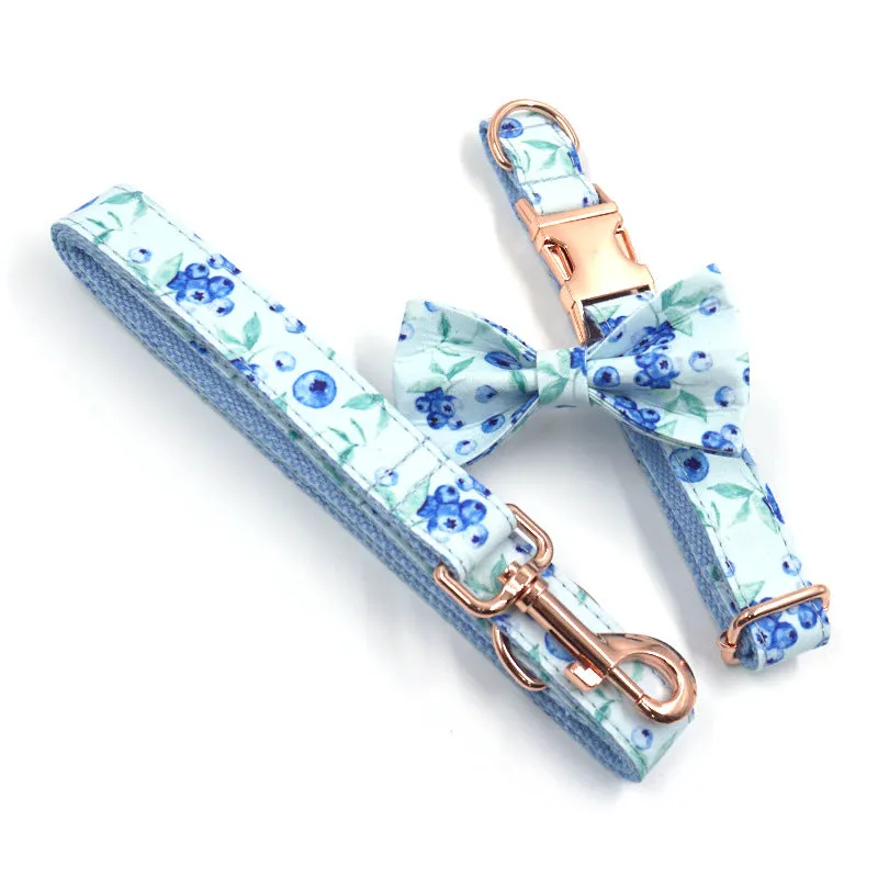 Blueberry Collar Leash Bowtie Set