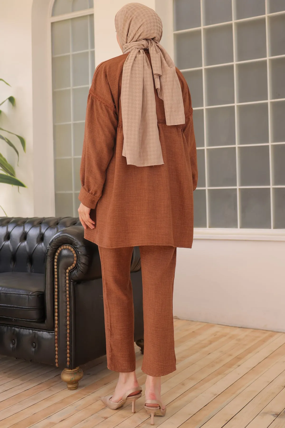 BNG Women Front Buttoned Two Piece Set Brown - Clermont
