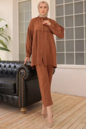 BNG Women Front Buttoned Two Piece Set Brown - Clermont