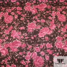 Bouquet Print Cotton Corduroy -Pink/Brown