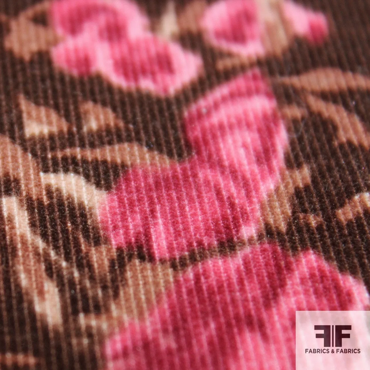Bouquet Print Cotton Corduroy -Pink/Brown