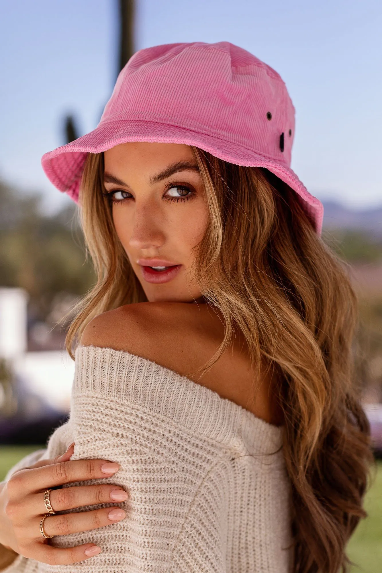 Bright Out Pink Corduroy Bucket Hat