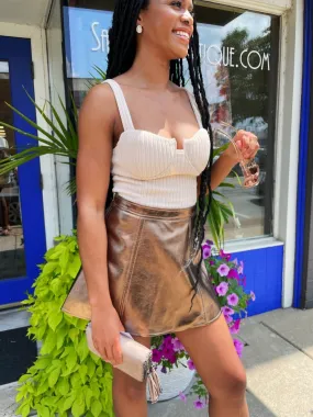 Bronze Metallic Mini Skirt