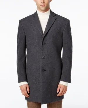 Calvin Klein Mens Slim fit Overcoat Coat 38 S Grey Solid