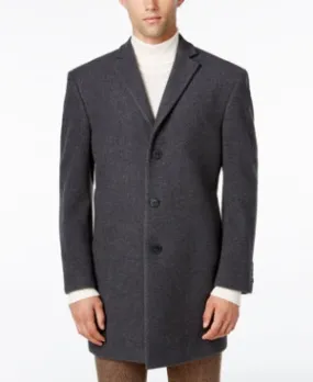 Calvin Klein Mens Slim fit Overcoat Coat 38 S Grey Solid