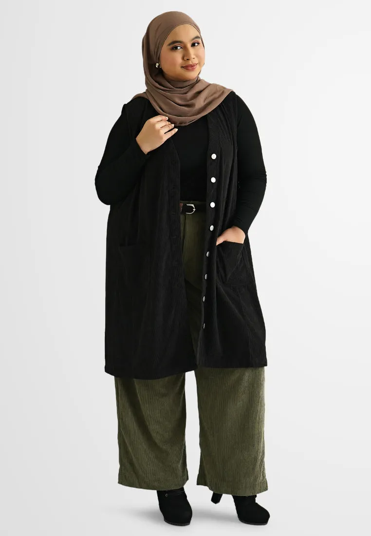 Carter Corduroy Long Button Vest